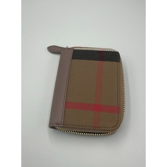 Burberry MN Zip Around Canvas Check Coin Wallet Grey Mink 8084526 - Picture 3 of 8